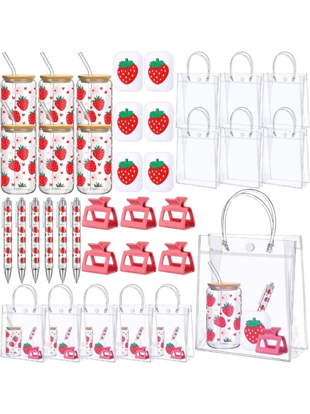 Sweet Strawberry Baby Shower Prize Set | 6 Fun Gifts for Guests & Winners